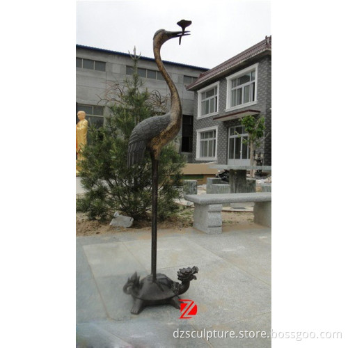 decorative crane bronze statue on turtle sculpture